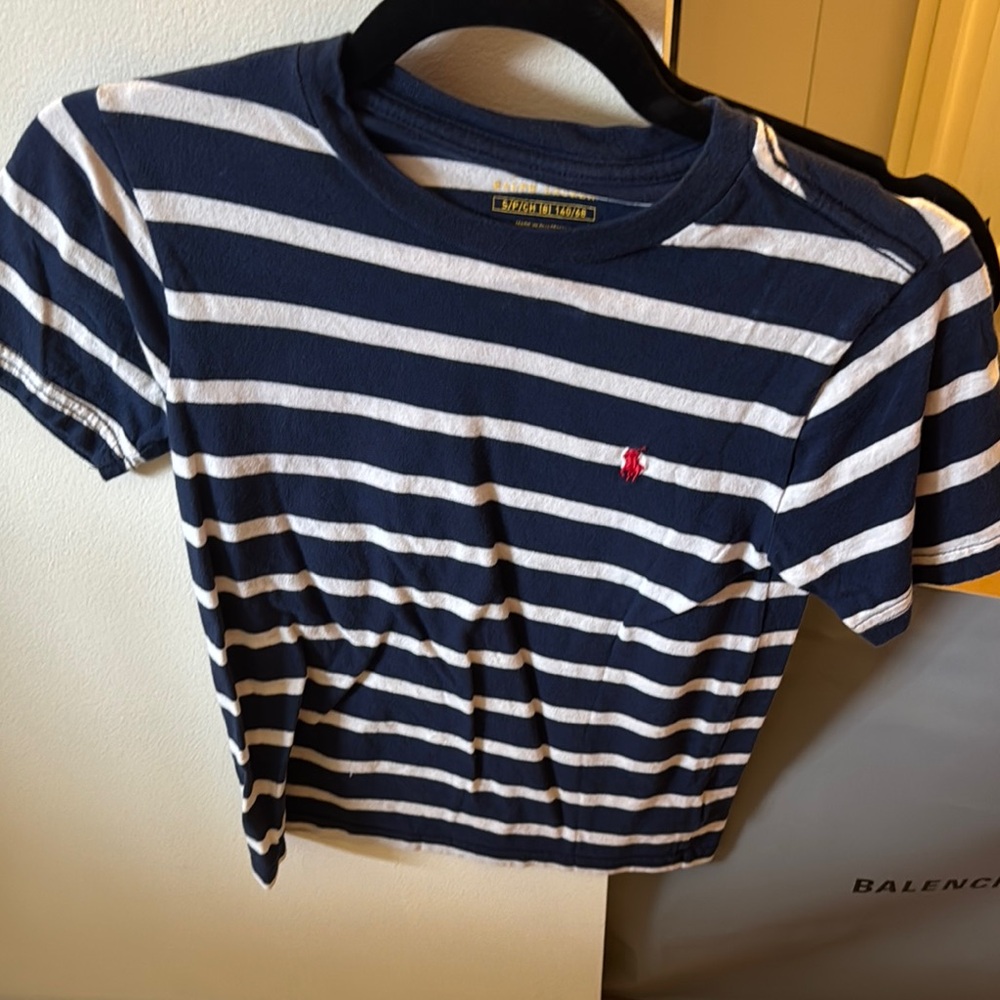 Ralph Lauren Blue and White Short Sleeve Tee